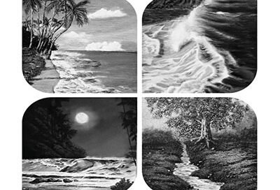 Gray scale version of sea scape images.