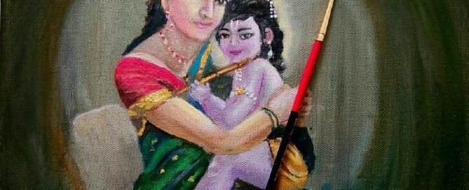 Painting of a woman carrying her child