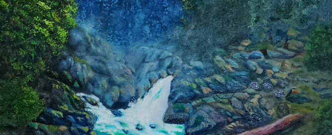 Painting of a icy river