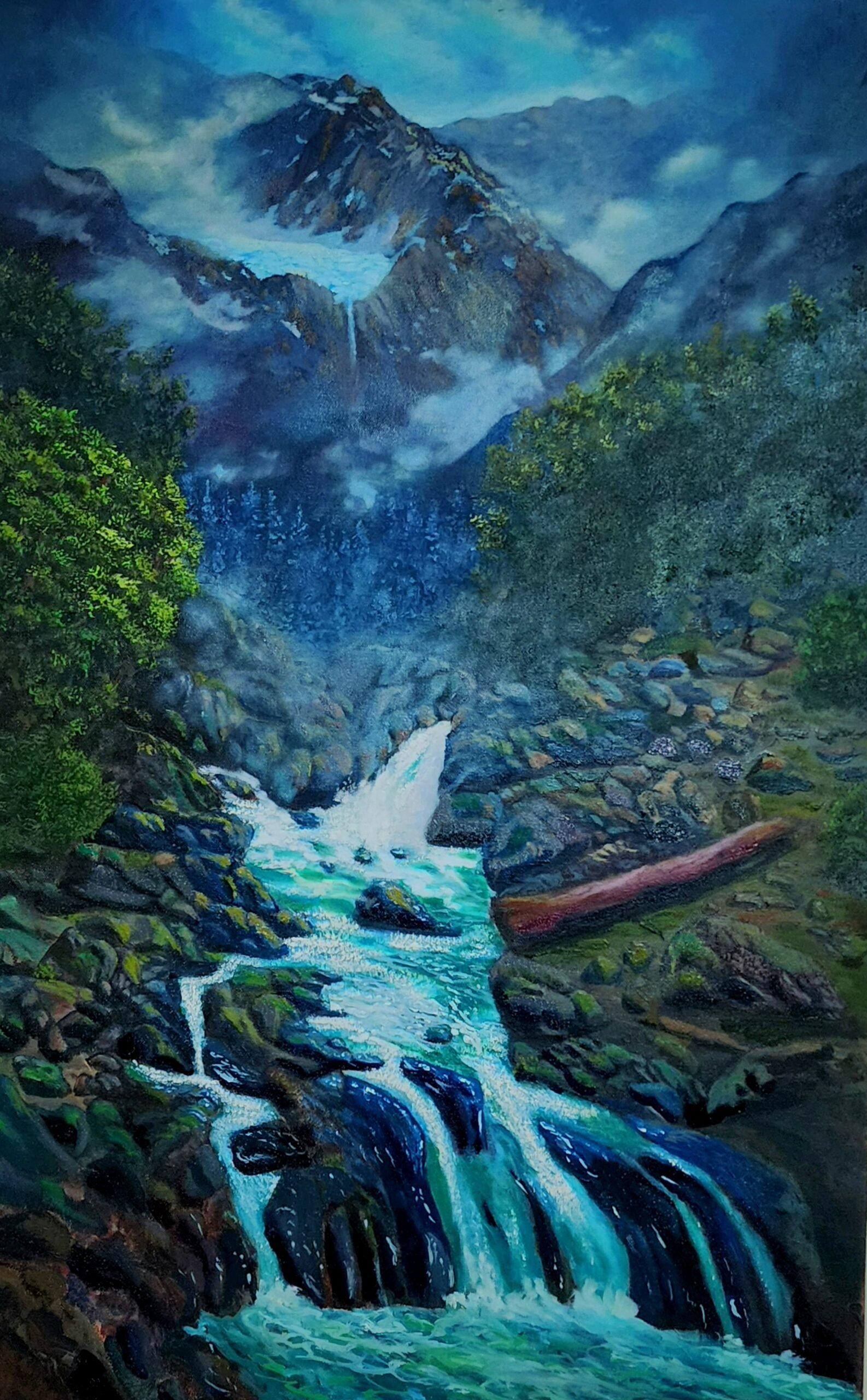 Lord Krishna riding a 4 white horses driven chariot 