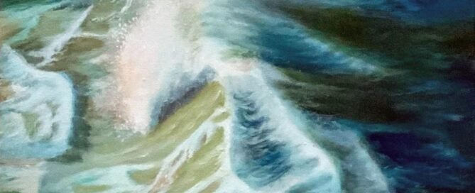 AI is not one of the Technology Waves but the ocean itself. An acrylic painting of a swirling wave